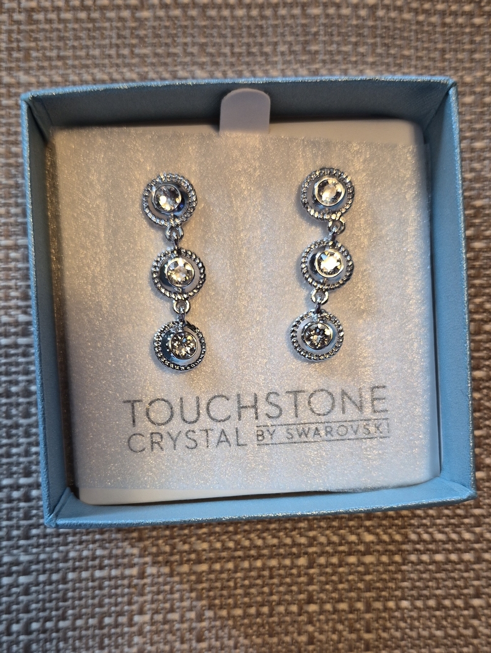 Touchstone Crystal by Swarovski Silver Crystal Link Drop Earrings
